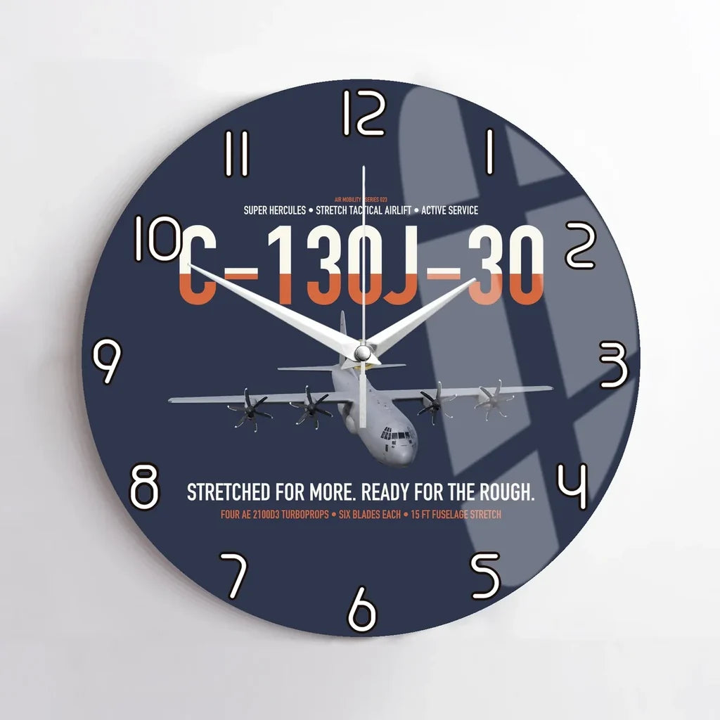 C-130J-30 Super Hercules design on navy blue no frame wall clock
