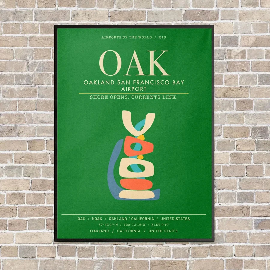 Oakland San Francisco Bay Airport OAK - Canvas Framed - Green