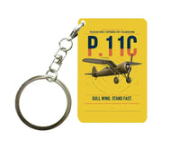 Thumbnail for PZL P.11c design on yellow designed key chain, double-side print