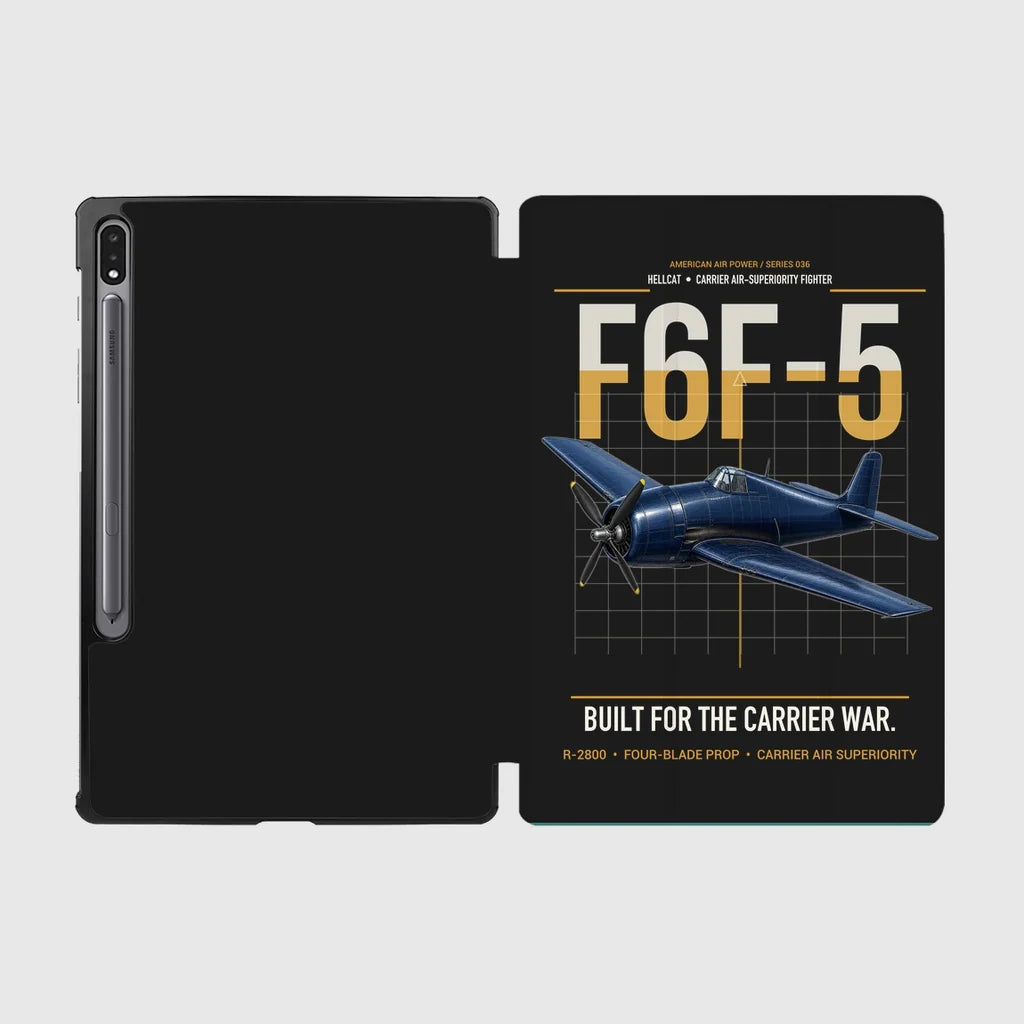 F6F-5 Hellcat design on black samsung tablet tablet case