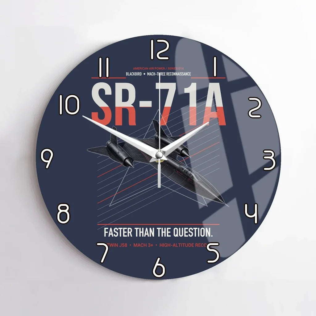 SR-71A Blackbird design on navy blue no frame wall clock