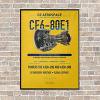 Thumbnail for CF6-80E1 vertical canvas print - framed - yellow background