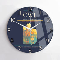 Thumbnail for Cardiff Airport (CWL) design on navy blue no frame wall clock