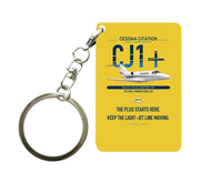 Thumbnail for Cessna Citation CJ1+ design on yellow designed key chain, double-side print