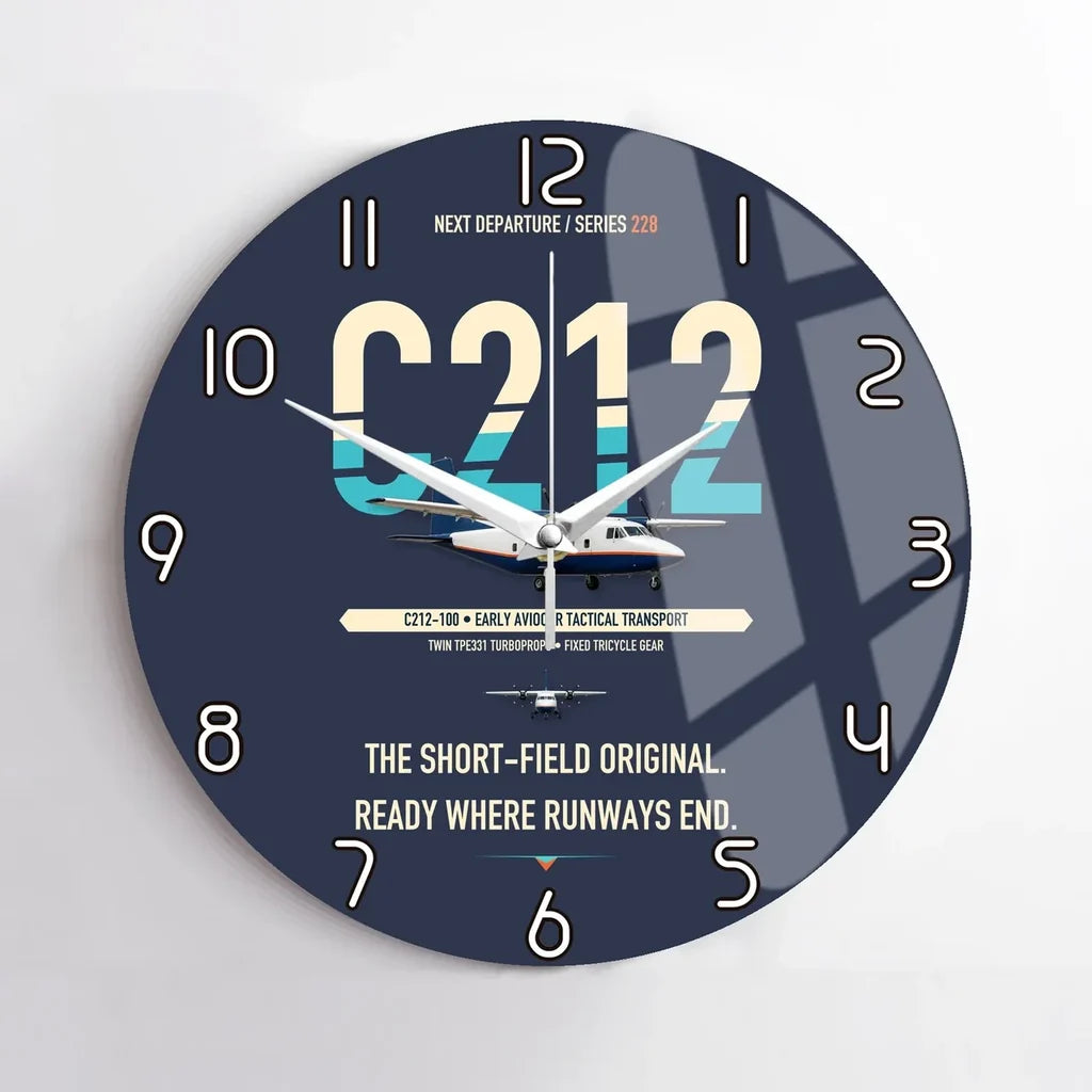 CASA C-212-100 Aviocar design on navy blue no frame wall clock