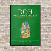 Thumbnail for Hamad International Airport Doha DOH - Canvas Framed - Green