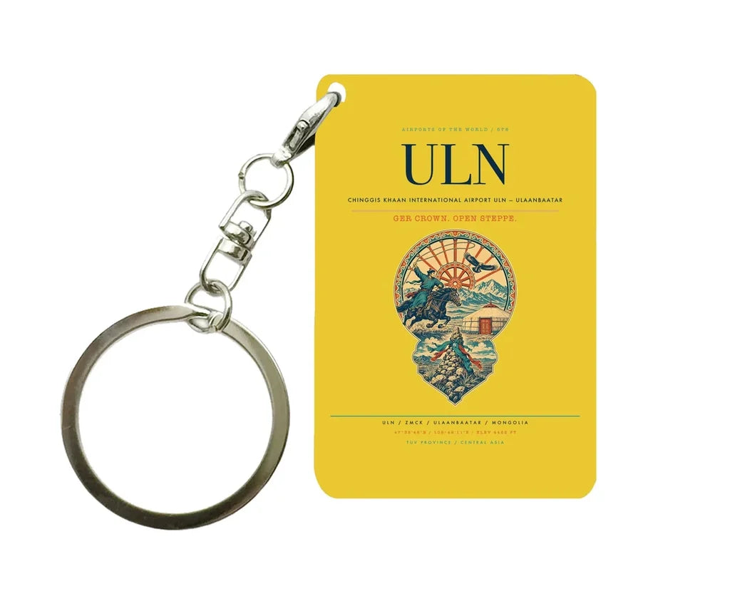 Chinggis Khaan International Airport ULN — Ulaanbaatar Key Chain design on yellow key chain