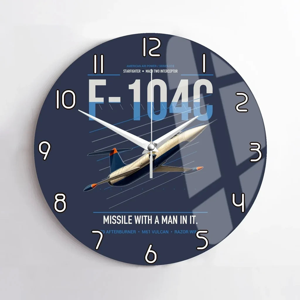 F-104C Starfighter design on navy blue no frame wall clock