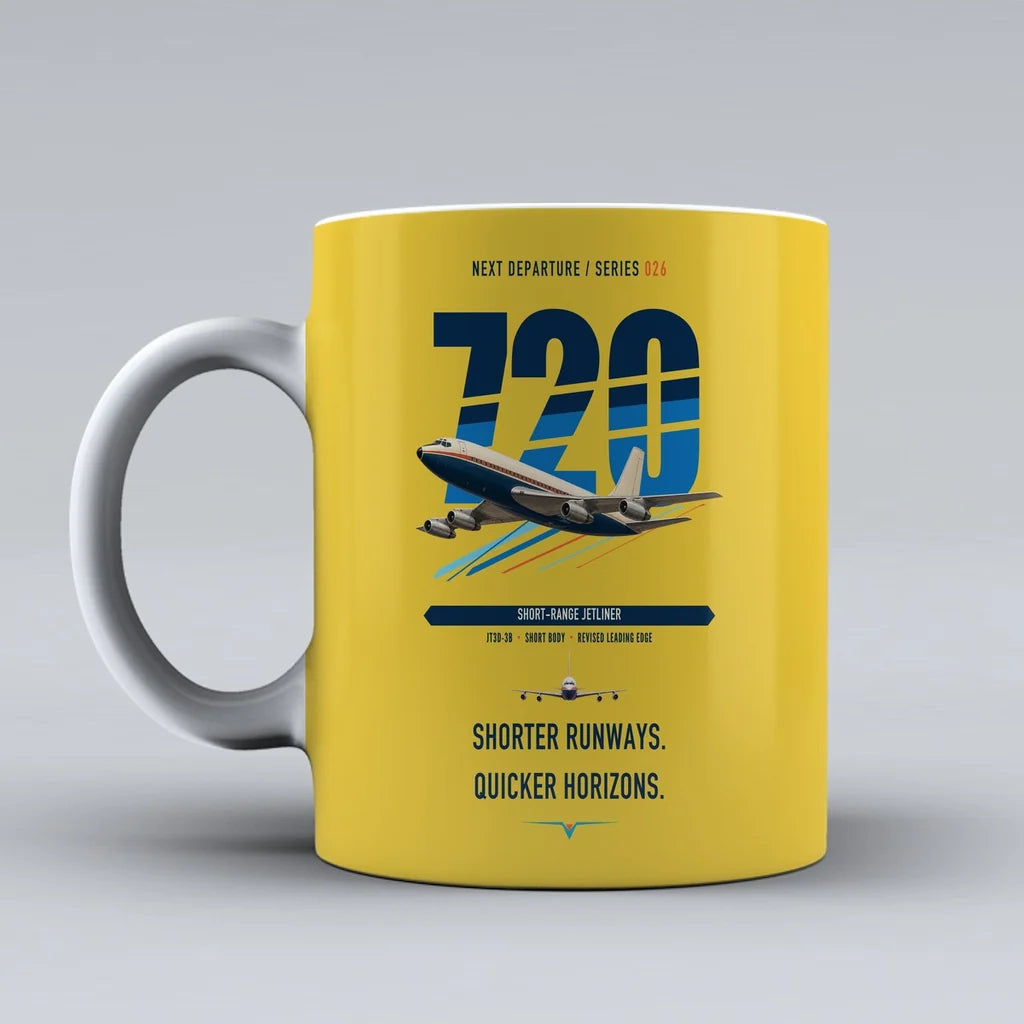 Boeing 720B double-side print on yellow ceramic mug