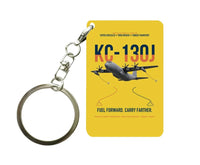 Thumbnail for KC-130J SUPER HERCULES design on yellow designed key chain, double-side print
