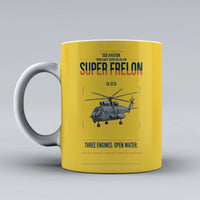 Thumbnail for Sud Aviation SA 321G Super Frelon design on yellow ceramic mug, double-side print