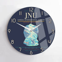 Thumbnail for Juneau International Airport (JNU) design on navy blue no frame wall clock