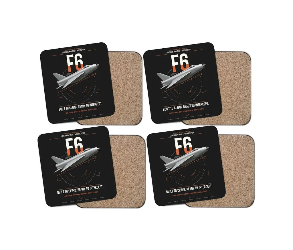 English Electric Lightning F6 design on black 4 pieces set coaster