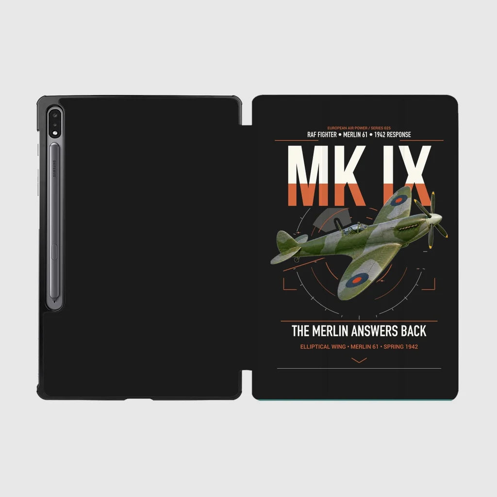 Supermarine Spitfire Mk IX design on black samsung tablet tablet case