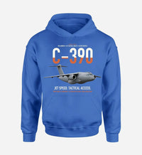Thumbnail for C-390 Millennium design on blue double-side hoodie, single-side print