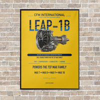 Thumbnail for CFM LEAP-1B vertical canvas print - framed - yellow background