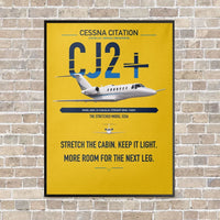Thumbnail for Cessna Citation CJ2+ vertical canvas print - framed - yellow background