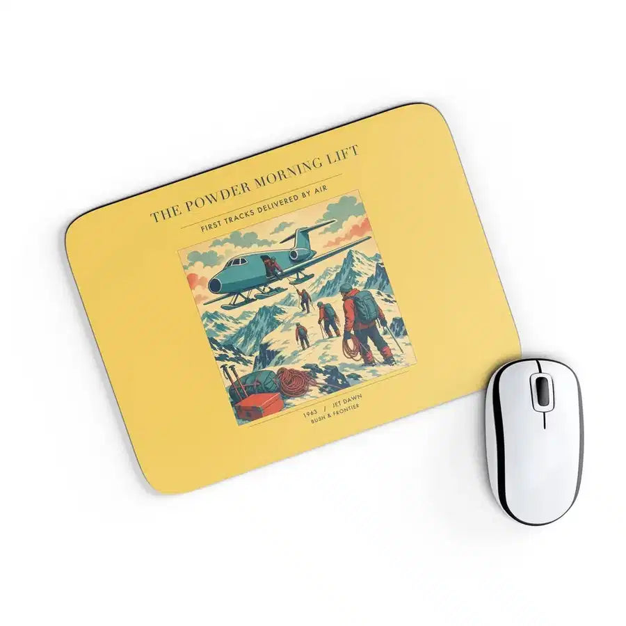 VINTAGE G4287 - The Powder Morning Lift - Designed Mouse Pads design on yellow rectangle