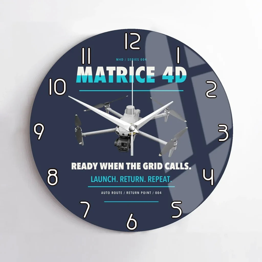 DJI Matrice 4D design on navy blue no frame wall clock