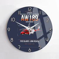 Thumbnail for Leonardo AW189 design on navy blue no frame wall clock