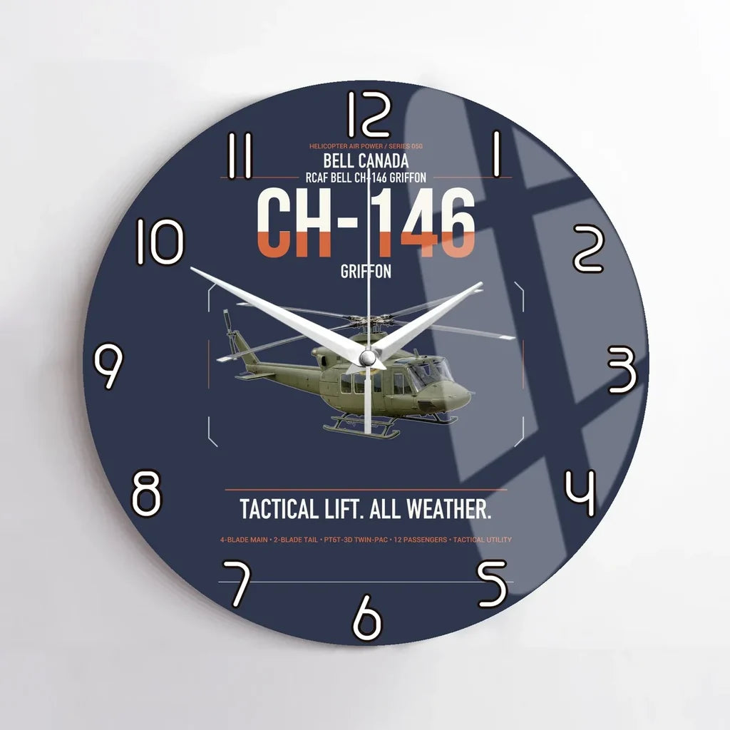 Bell Canada CH-146 Griffon design on navy blue no frame wall clock
