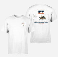 Thumbnail for Robinson R22 Beta II design on white t-shirt, double-side print
