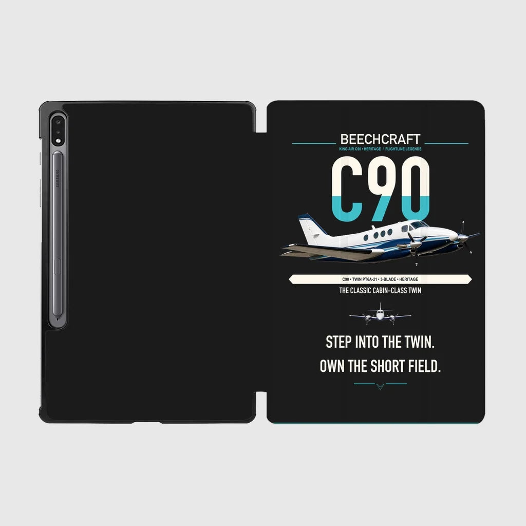 Beechcraft King Air C90 design on black samsung tablet tablet case