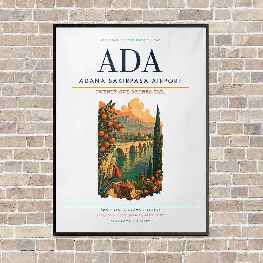 Adana Sakirpasa Airport ADA - Canvas Framed - White