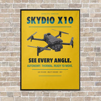 Thumbnail for Skydio X10 vertical canvas print - framed - yellow background