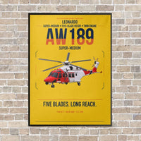 Thumbnail for Leonardo AW189 vertical canvas print - framed - yellow background