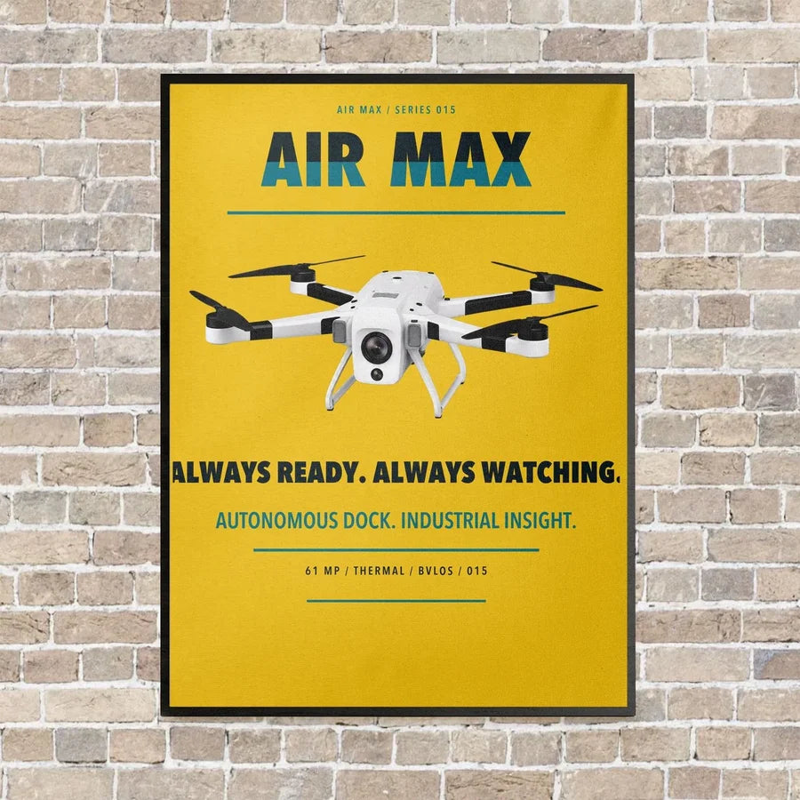 Percepto Air Max vertical canvas print - framed - yellow background