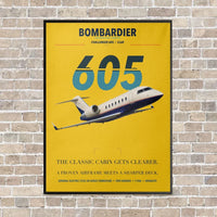 Thumbnail for Bombardier Challenger 605 vertical canvas print - framed - yellow background