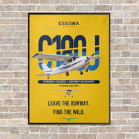 Thumbnail for Cessna 180J Skywagon vertical canvas print - framed - yellow background
