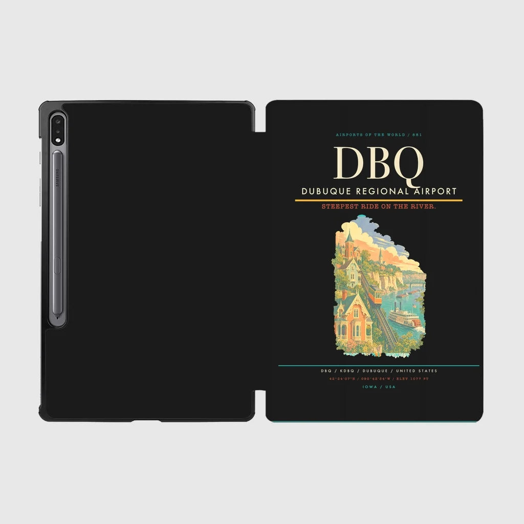Dubuque Regional Airport (DBQ) design on black samsung tablet tablet case