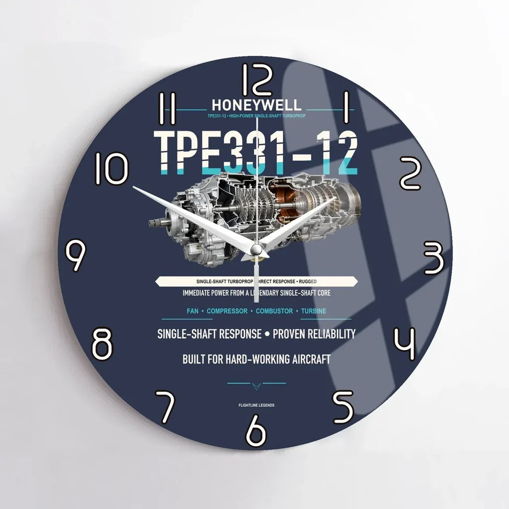 TPE331-12 design on navy blue no frame wall clock