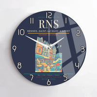 Thumbnail for Rennes–Saint-Jacques Airport (RNS) design on navy blue no frame wall clock