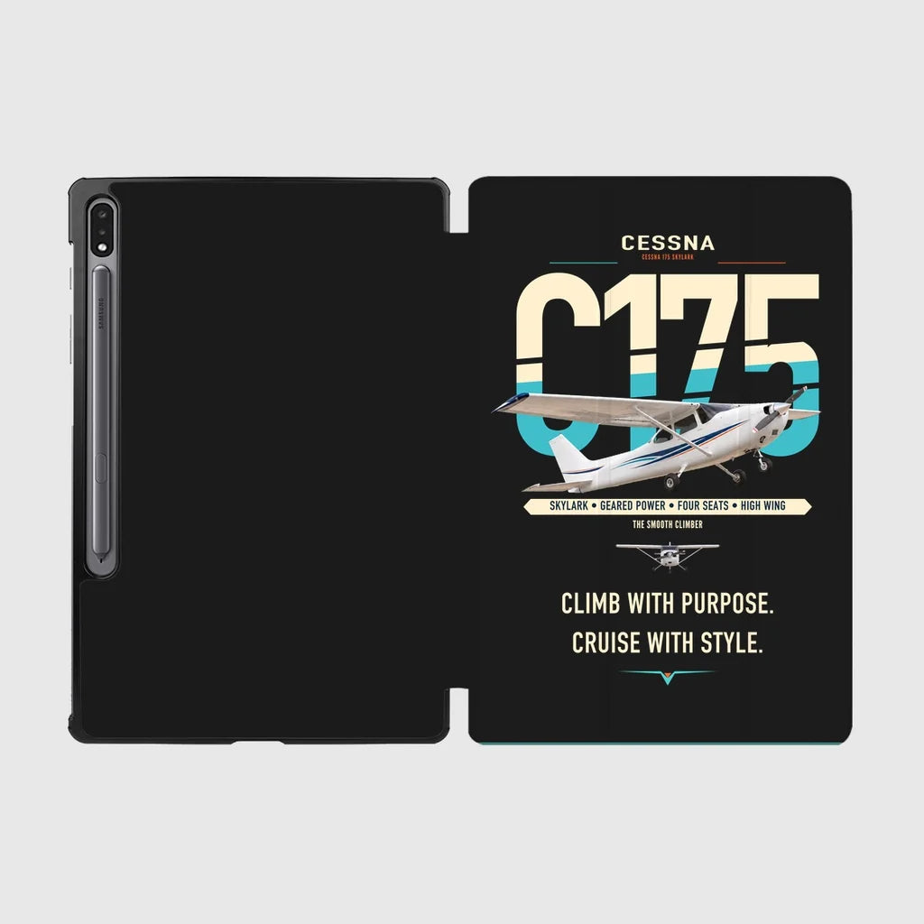 Cessna 175 Skylark design on black samsung tablet tablet case