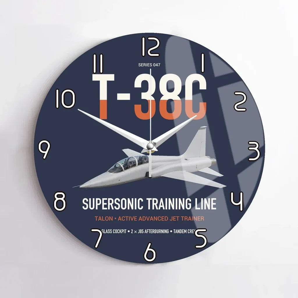 T-38C Talon design on navy blue no frame wall clock