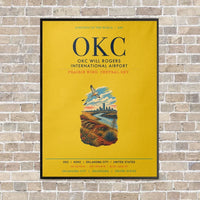 Thumbnail for OKC Will Rogers International Airport OKC vertical canvas print - framed - yellow background