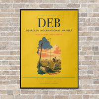 Thumbnail for Debrecen International Airport DEB vertical canvas print - framed - yellow background
