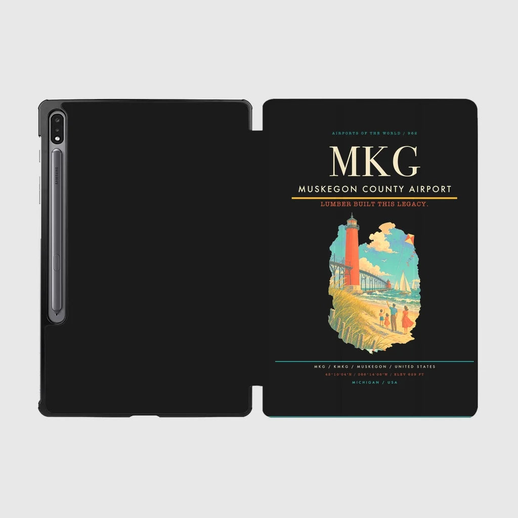 Muskegon County Airport (MKG) design on black samsung tablet tablet case