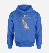Thumbnail for Hilo International Airport (ITO) design on blue hoodie single-side print