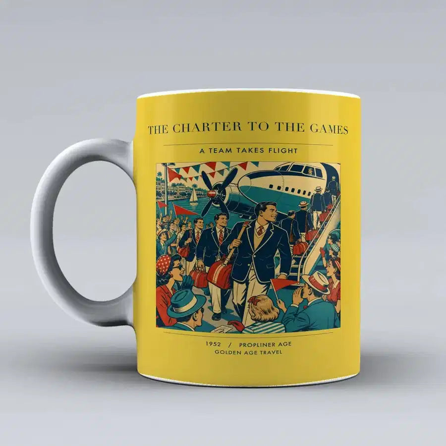 VINTAGE G4103 - The Charter To The Games - Ceramic Mug design on yellow