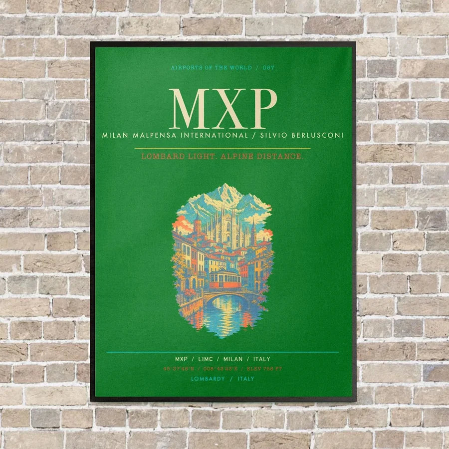 Milan Malpensa International Airport Silvio Berlusconi MXP - Canvas Framed - Green