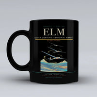Thumbnail for Elmira Corning Regional Airport (ELM) airport code design on black ceramic mug