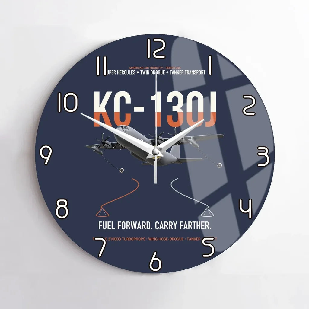 KC-130J SUPER HERCULES design on navy blue no frame wall clock