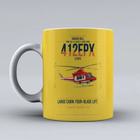 Thumbnail for SUBARU Bell 412EPX design on yellow ceramic mug, double-side print