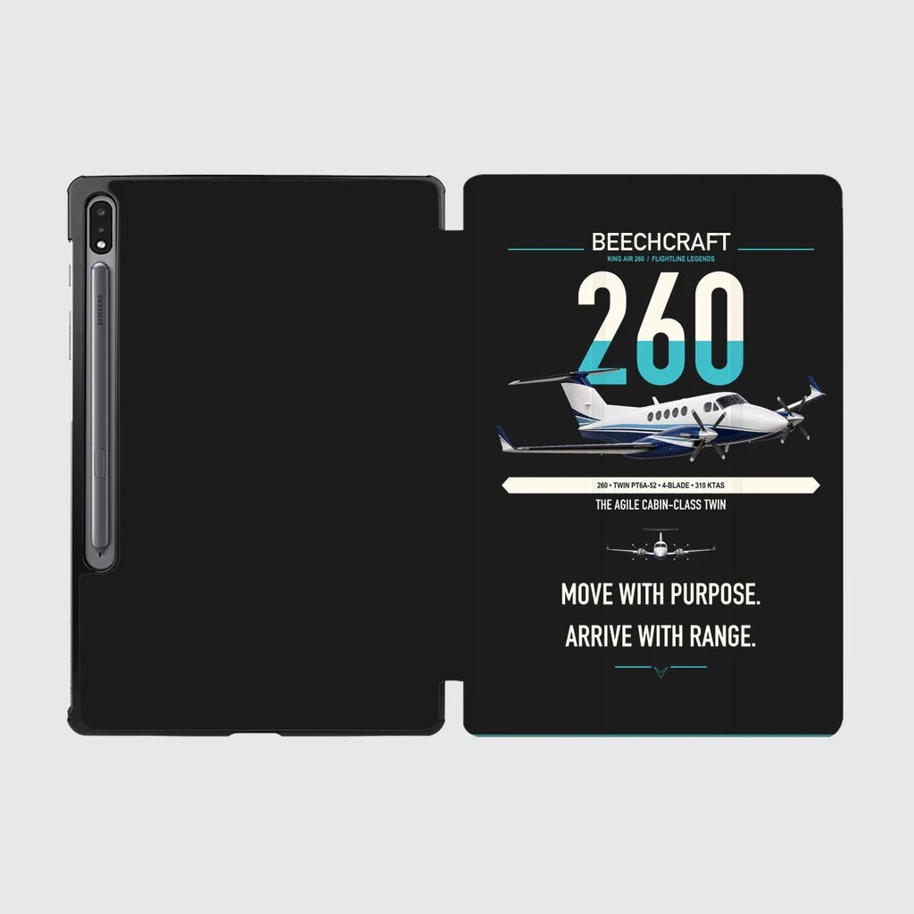 Beechcraft King Air 260 design on black samsung tablet tablet case