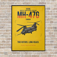 Thumbnail for Boeing MH-47G Chinook vertical canvas print - framed - yellow background