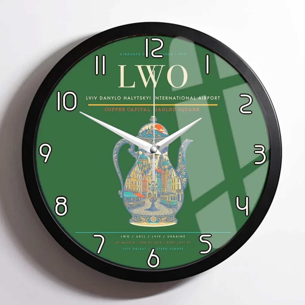 Lviv Danylo Halytskyi International Airport LWO Wall-Clock Framed - Green